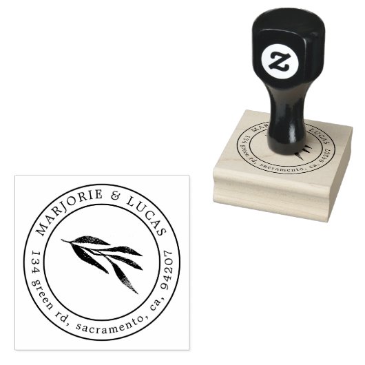 温暖な植物学モノグラム差出人住所スタンプ ラバースタンプ (押印)