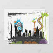 温暖な街並みのイラストレーション ポストカード (正面/裏面)