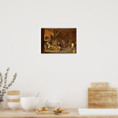 温暖化した農夫がいる納屋のインテリア ポスター (キッチン)