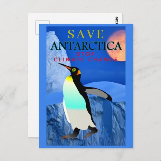 温暖化ストップ率の変化ペンギン皇帝 ポストカード (正面/裏面)