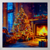 温暖化ハウスのヴィンテージクリスマスツリー ポスター (正面)