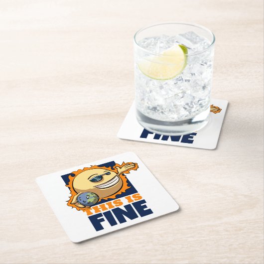 温暖化素晴らし気候変動の漫画 スクエアペーパーコースター (インサイチュ)