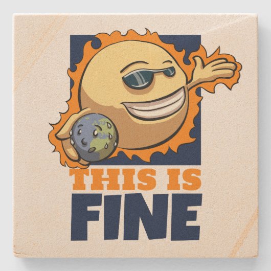 温暖化素晴らし気候変動の漫画 ストーンコースター (正面)