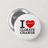 温暖化耳の気候変動ハートが大好おもしろいき 缶バッジ (正面&裏面)