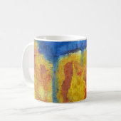温暖化赤い黄色の青い抽象芸術砂漠 コーヒーマグカップ (正面左)
