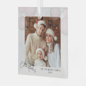 温水カラーホリデークリスマスパーティの招待状 ガラスオーナメント (正面左)