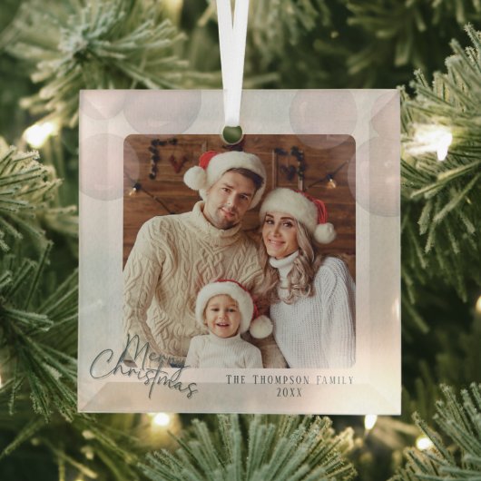 温水カラーホリデークリスマスパーティの招待状 ガラスオーナメント (インサイチュ)