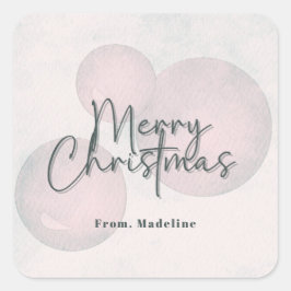 温水カラーホリデークリスマスパーティの招待状 スクエアシール
