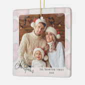 温水カラーホリデークリスマスパーティの招待状 セラミックオーナメント (左)