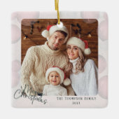 温水カラーホリデークリスマスパーティの招待状 セラミックオーナメント (正面)