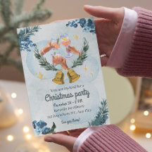 温水カラーホリデークリスマスパーティの招待状