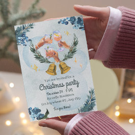 温水カラーホリデークリスマスパーティの招待状 招待状