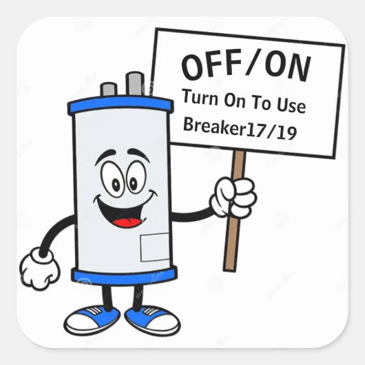 温水器の看板 スクエアシール (正面)