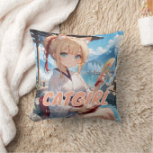 温泉にはいる猫耳娘。 クッション (ブランケット)