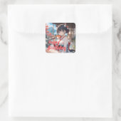 温泉に入る猫耳娘 スクエアシール (バッグ)