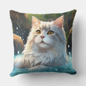 温泉を楽しむ猫 - スロー枕 クッション (裏面)
