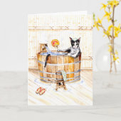 温泉子猫が邪魔しない カード (黄色い花)