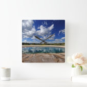 温泉 スクエア壁時計 (ホーム)