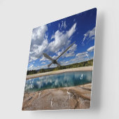 温泉 スクエア壁時計 (傾斜)