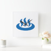 温泉♨ホット春日本の温泉サイン スクエア壁時計 (ホーム)