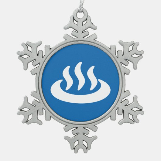 温泉♨熱春温泉日本の標識 スノーフレークピューターオーナメント (正面)