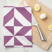 温紫色のジオメトリックデコキューブ キッチンタオル (四つ折り)