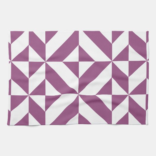 温紫色のジオメトリックデコキューブ キッチンタオル (横)