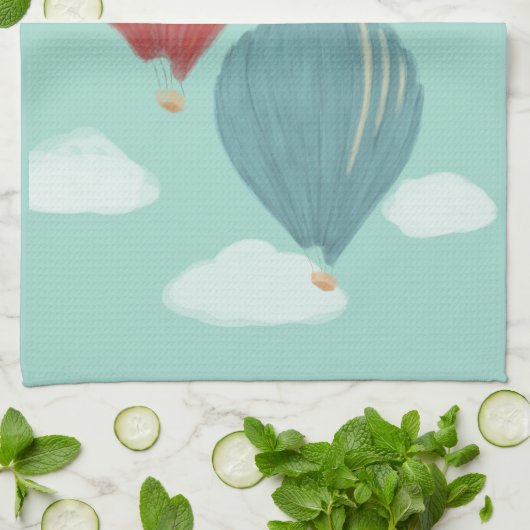 温色彩の鮮やか気球パーソナライズされた キッチンタオル (折り畳み)