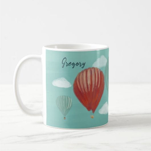 温色彩の鮮やか気球パーソナライズされた コーヒーマグカップ (左)