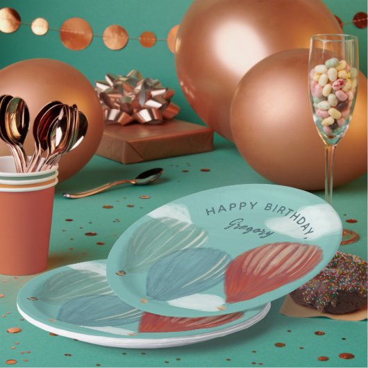 温色彩の鮮やか気球パーソナライズされた ペーパープレート (複数)