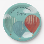 温色彩の鮮やか気球パーソナライズされた ペーパープレート (正面)