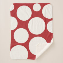 温赤と白水玉模様毛布
