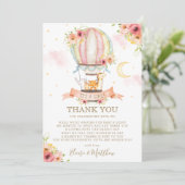 温風お洒落気球かわいい動物の赤ちゃんシャワー サンキューカード (スタンド正面)