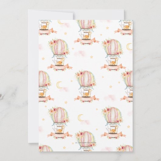 温風お洒落気球かわいい動物の赤ちゃんシャワー サンキューカード (裏面)