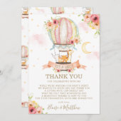 温風お洒落気球かわいい動物の赤ちゃんシャワー サンキューカード (正面/裏面)