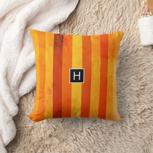 温風化オレンジ赤いモノグラム クッション (ブランケット)