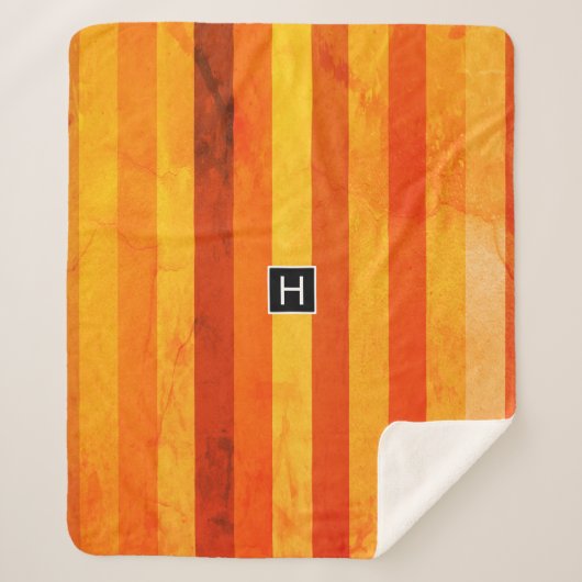 温風化オレンジ赤いモノグラム シェルパブランケット (正面)