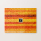 温風化オレンジ赤いモノグラム ジグソーパズル (横)