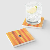 温風化オレンジ赤いモノグラム ストーンコースター (横)