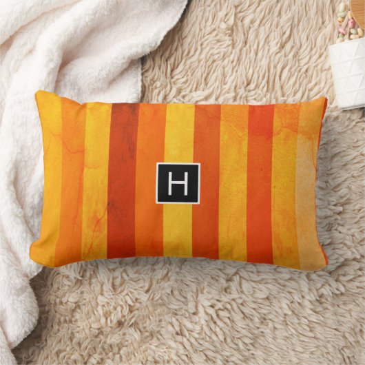 温風化オレンジ赤いモノグラム ランバークッション (ブランケット)