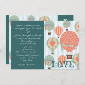 温風吹き出しとハート結婚式招待状 招待状 (正面/裏面)