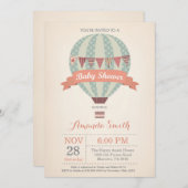 温風気球ベビーシャワー招待状 招待状 (正面/裏面)