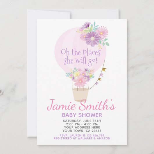 温風気球ベビーシャワー招待状 招待状 (正面)