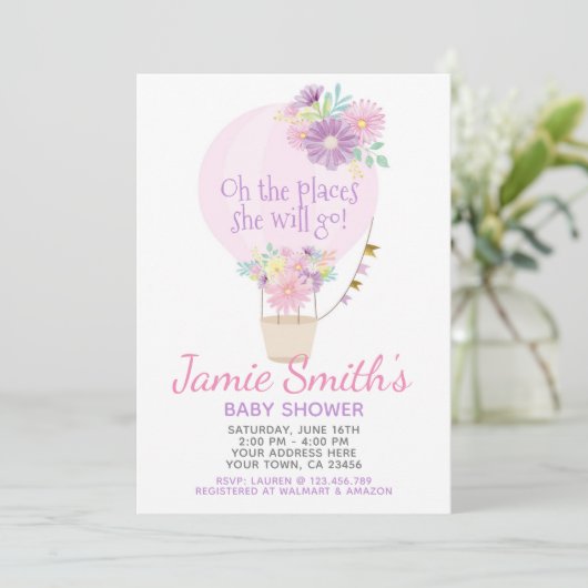 温風気球ベビーシャワー招待状 招待状 (スタンド正面)