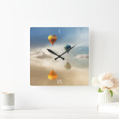 温風船水反射 スクエア壁時計 (ホーム)