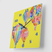 温風船水色黄色子供部屋子供 スクエア壁時計 (傾斜)