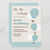 温風船誕生日招待状（青） 招待状 (正面/裏面)