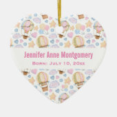 温風風船キュートウォーターカラーパターンベビー誕生 セラミックオーナメント (正面)