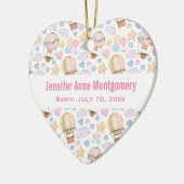 温風風船キュートウォーターカラーパターンベビー誕生 セラミックオーナメント (左)