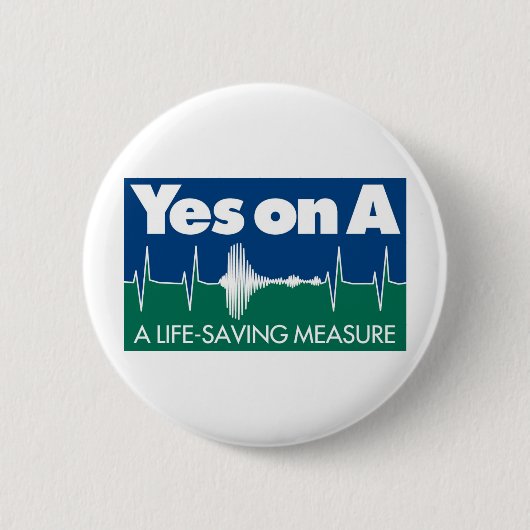 測定のYesボタン 缶バッジ (正面)